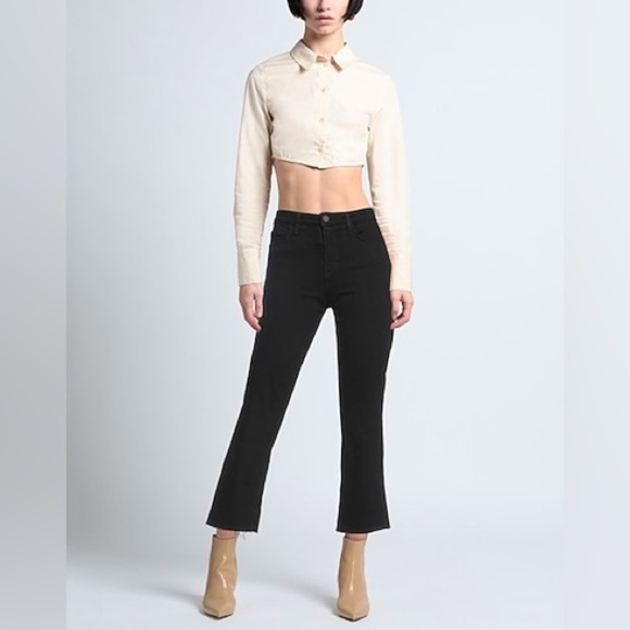 L'AGENCE Denim - L’AGENCE women’s Black Bootcut Jeans Raw Hem Cropped Ankle Made in USA size 30